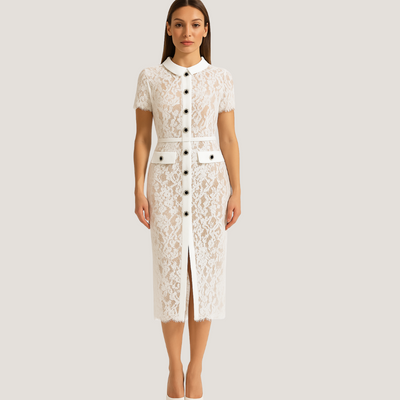 Caterina | Abito Camicia in Pizzo Elegante