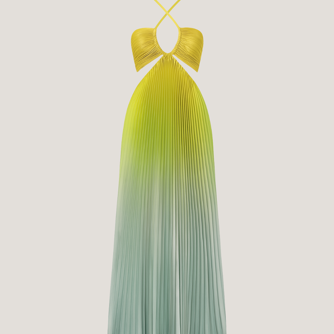 Sibilla | Abito Lungo Plissettato con Cut-Out
