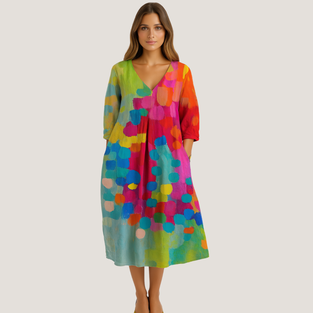 Clarissa | Abito a Macchie Multicolore