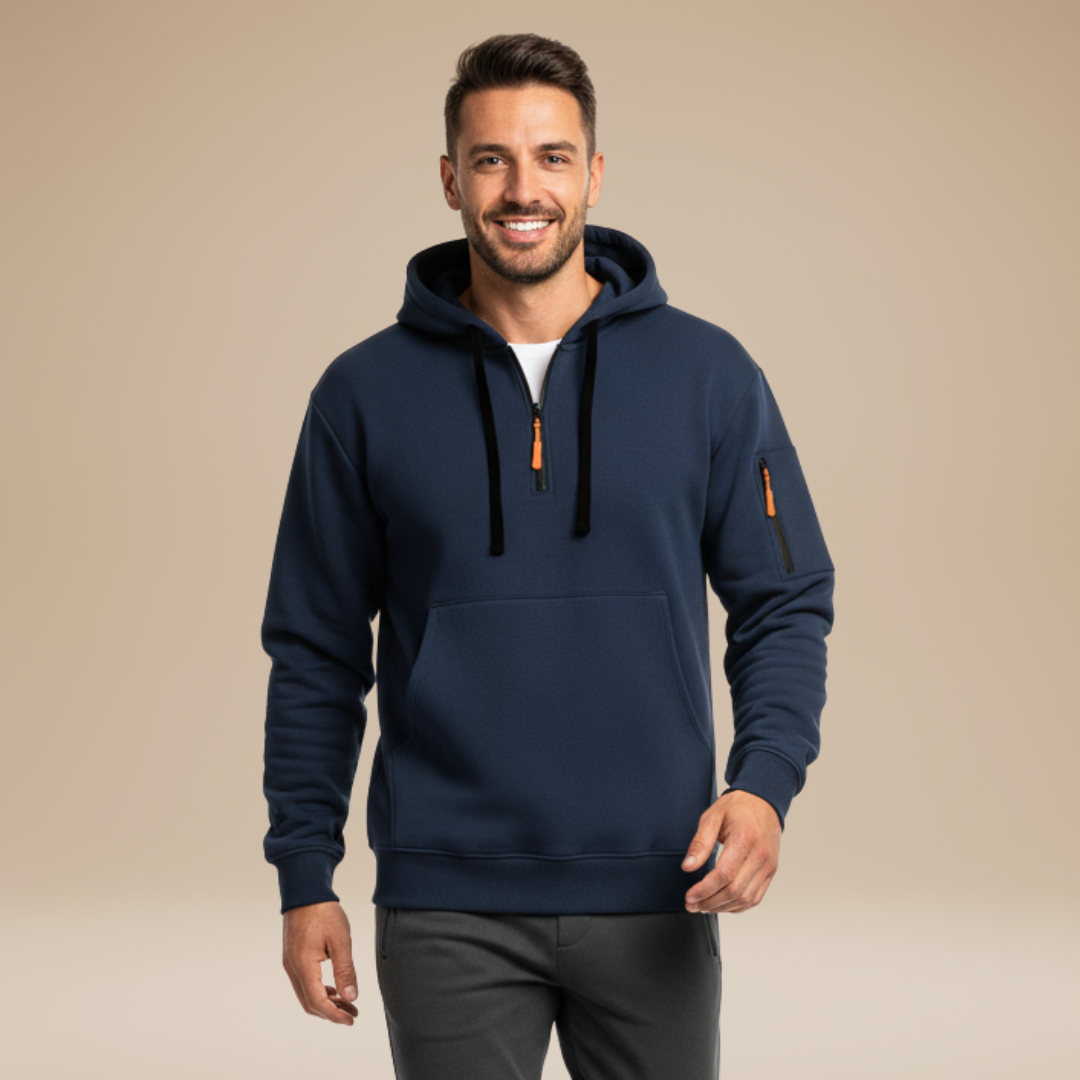 Decio | Felpa Uomo con Cappuccio e Mezza Zip Sportiva