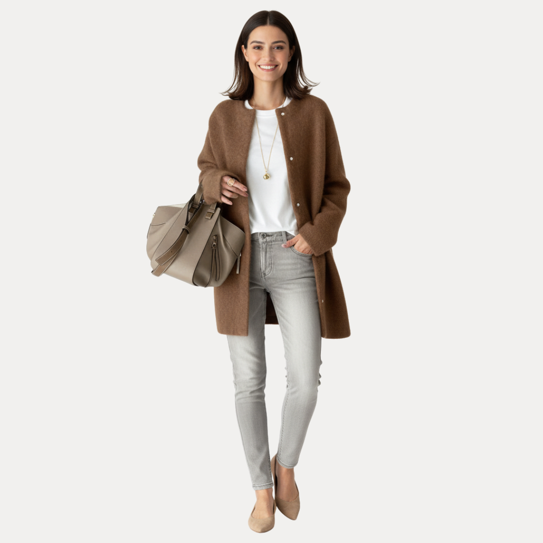 Luciana | Cappotto Lungo in Maglia Spazzolata