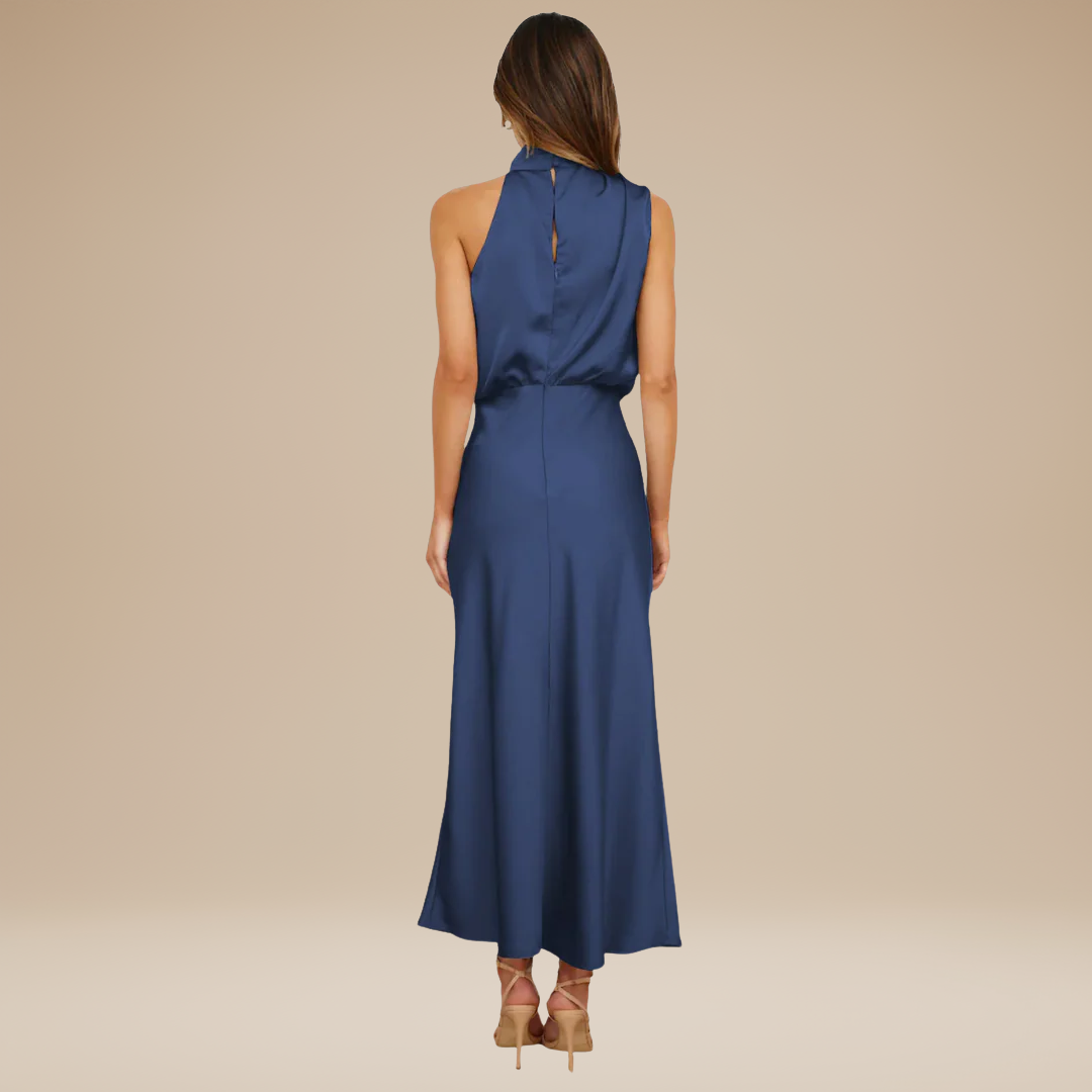 Carlotta | Long Dress with Draped Neckline
