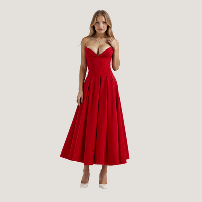 Rebecca | Abito Midi con Corsetto e Gonna a Ruota