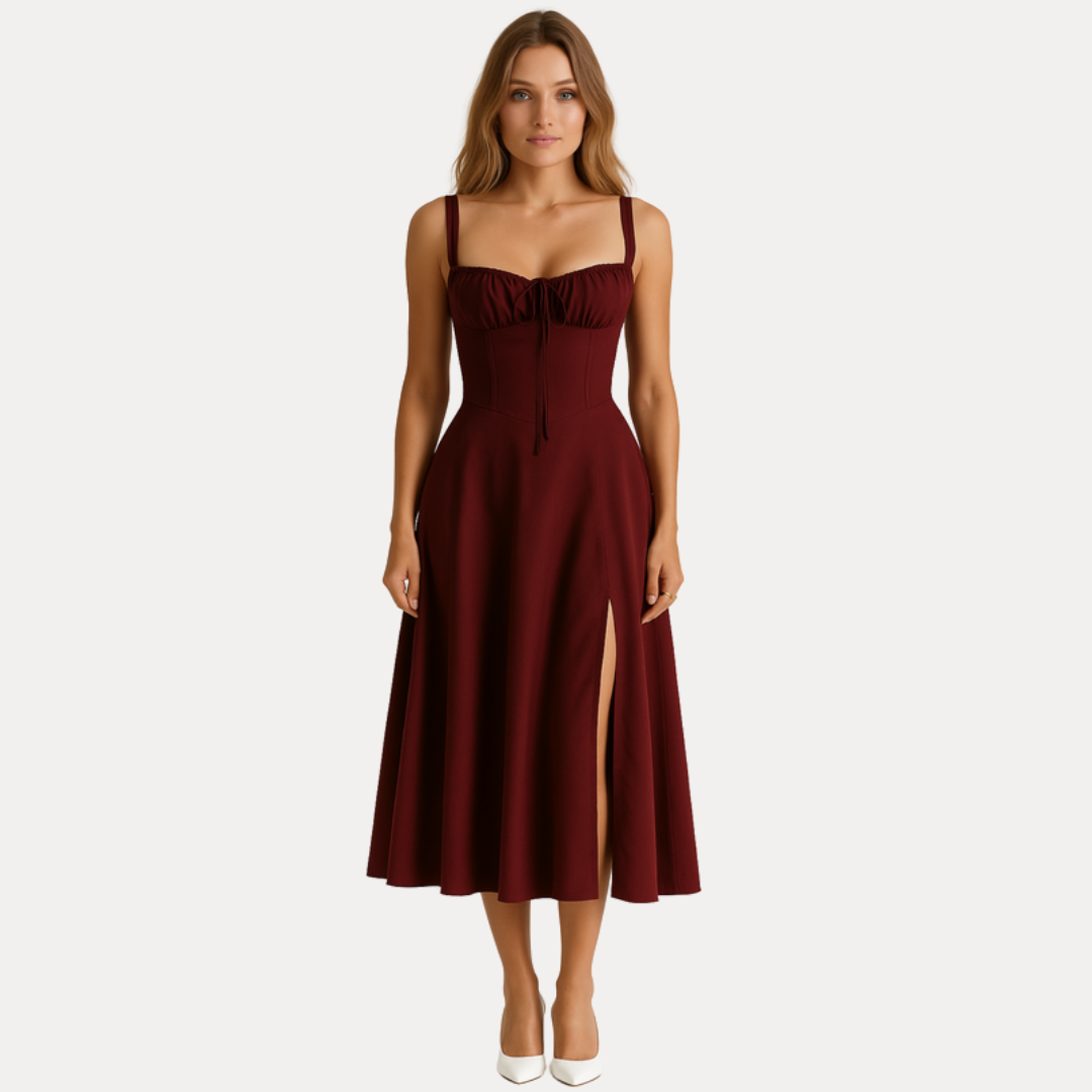 Lorenza | Abito Midi con Corpino Strutturato