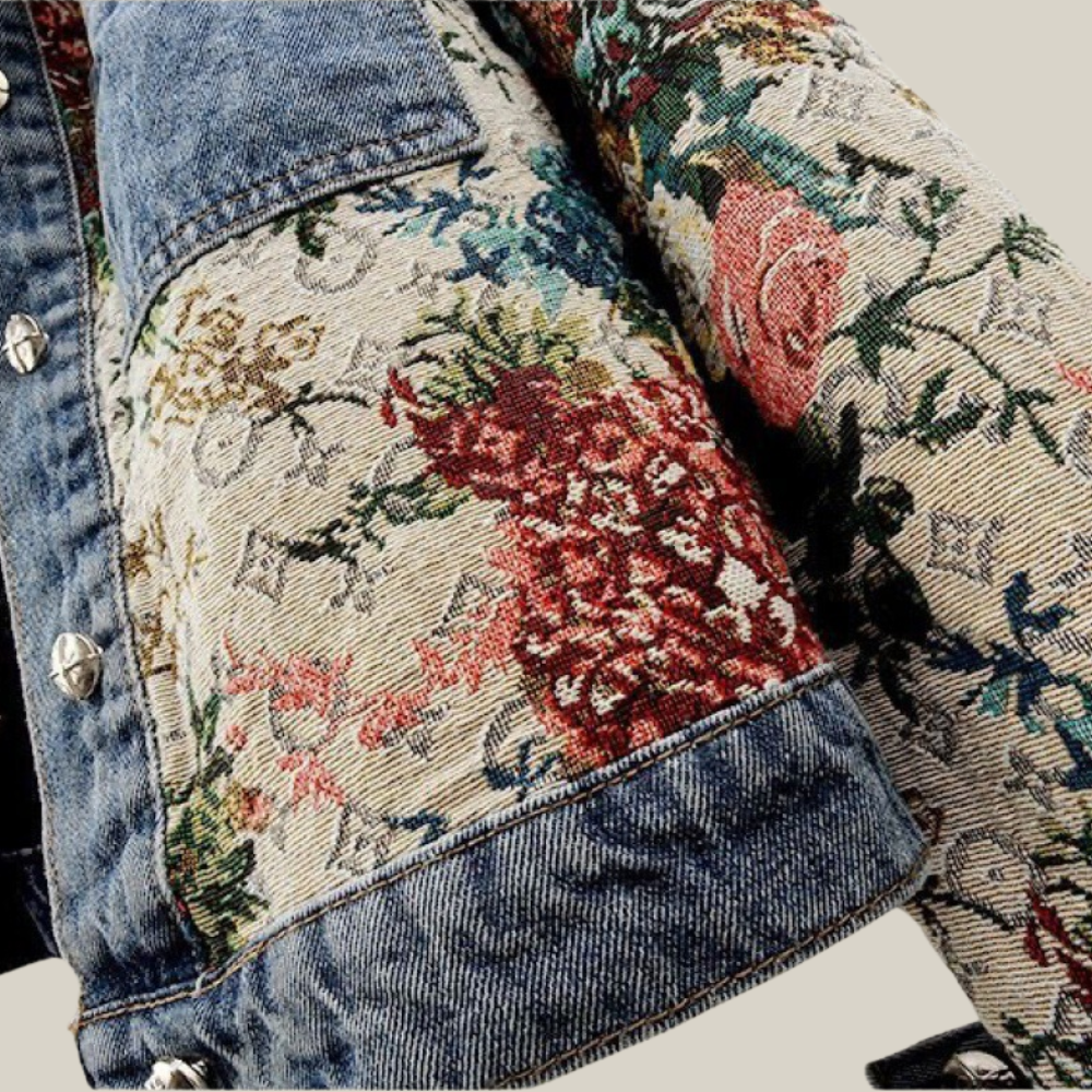 Vittoria | Giacca in Denim con Ricami Jacquard