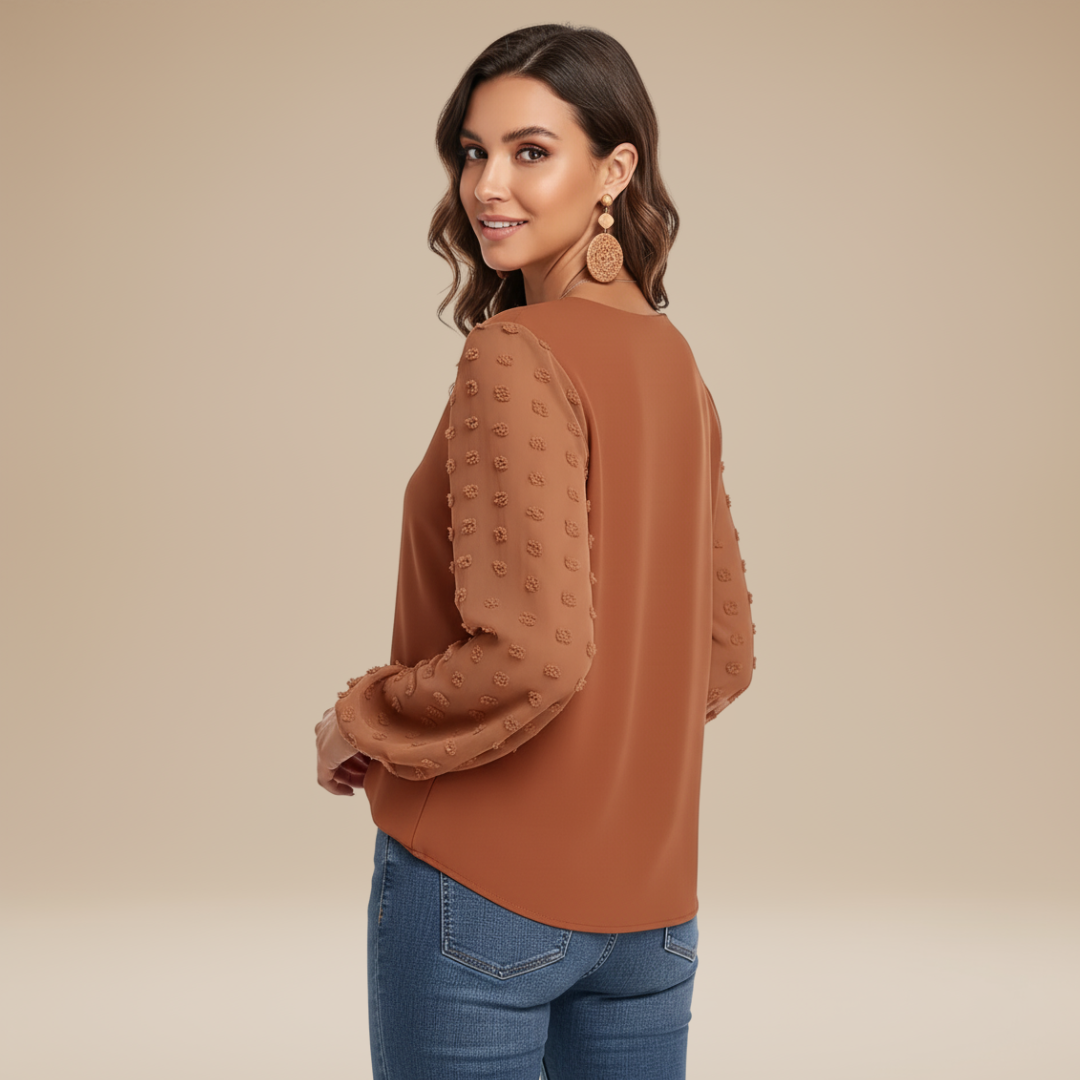 Rosalia | Blusa Donna con Maniche Testurizzate Elegante