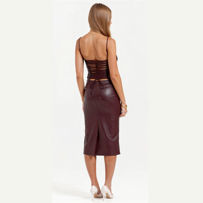 Bianca | Abito Midi in Ecopelle