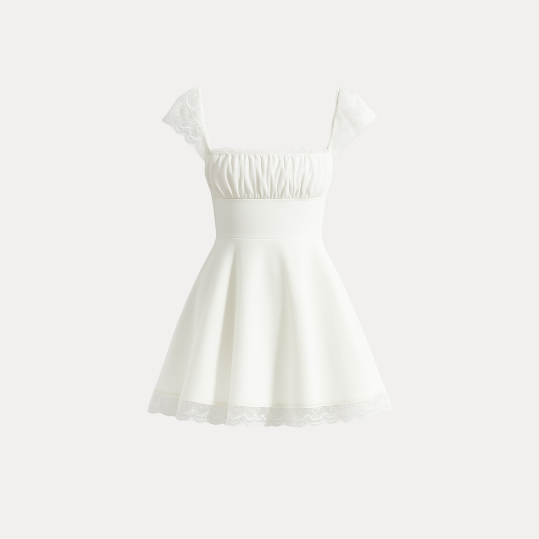 Ivette | Abito Corto in Chiffon e Pizzo