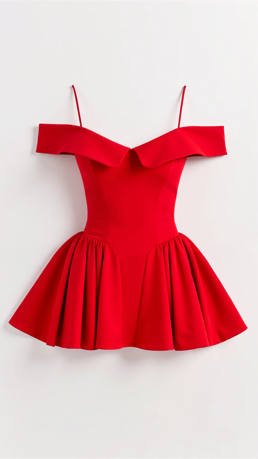 Lavinia | Abito Corto con Scollo Bardot e Gonna Voluminosa – Stile Teatrale e Seducente