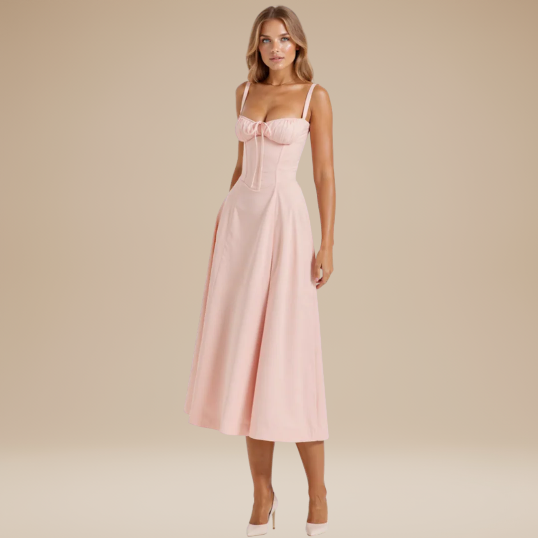 Lorenza | Midi Dress with Structured Bodice