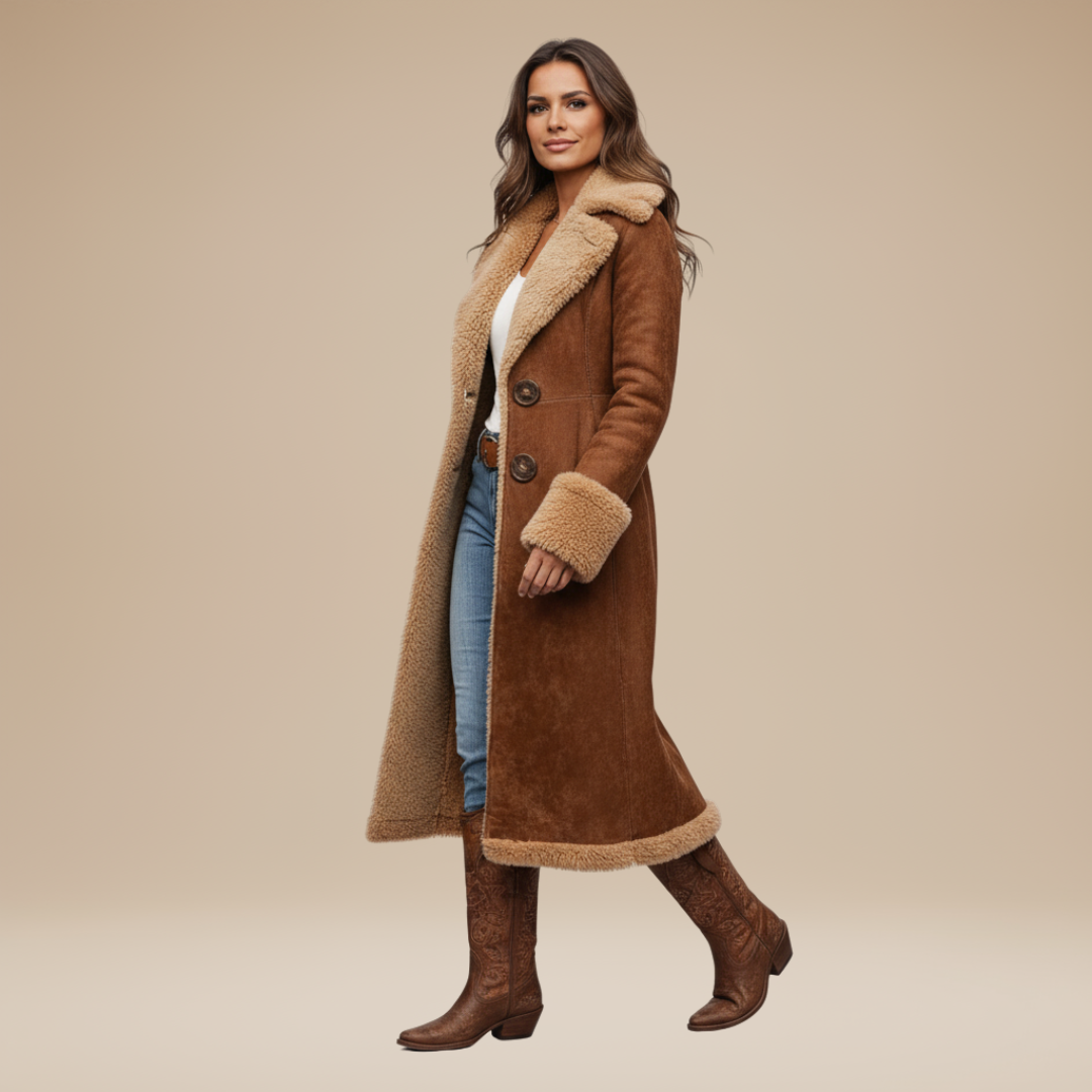 Paola | Cappotto Donna Lunghissimo con Colletto Ampio