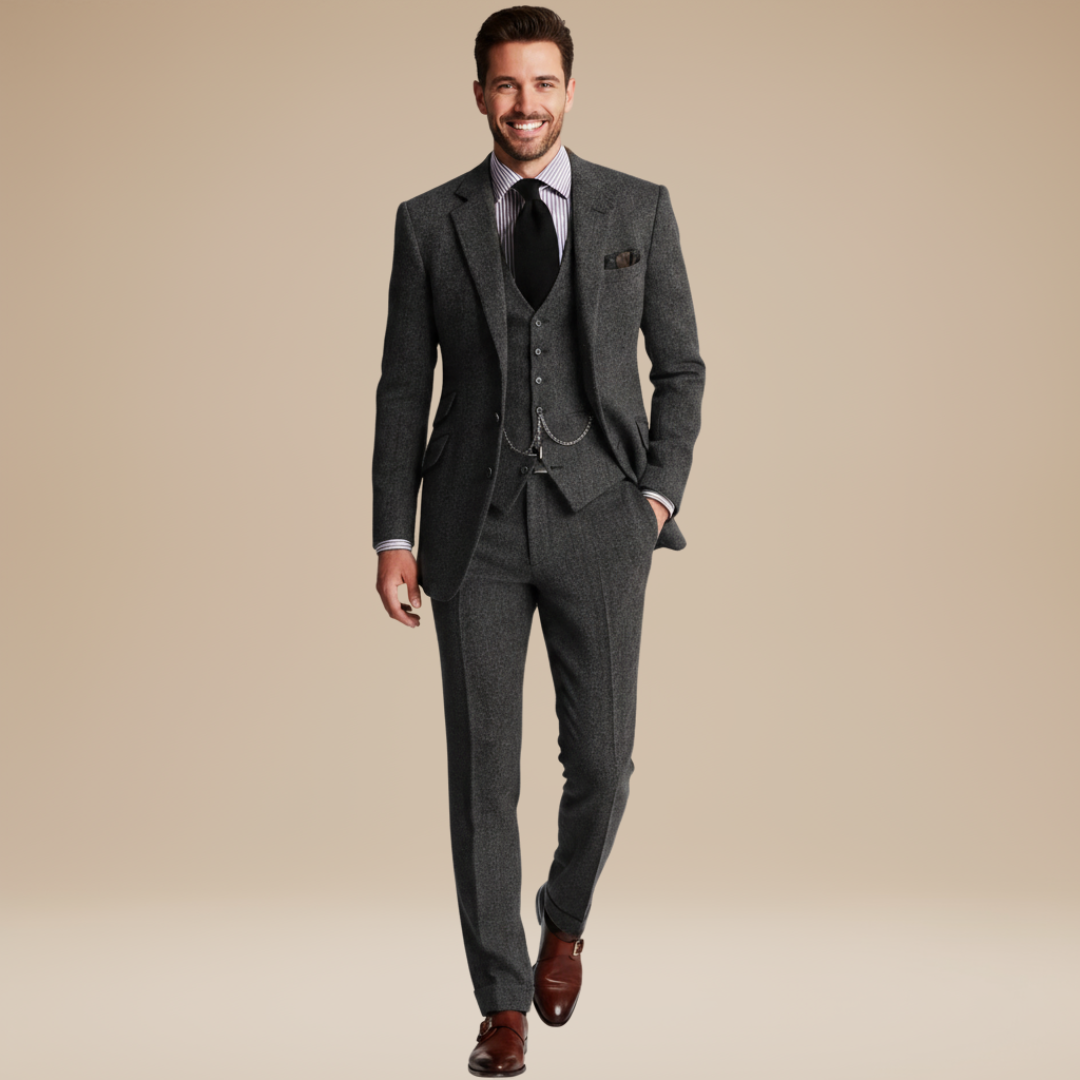 Harrison | Classic three-piece tweed suit for men