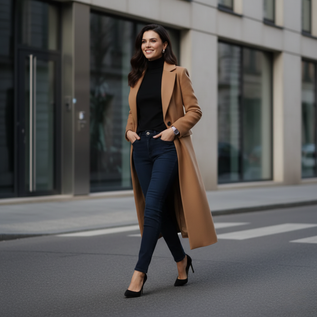 Cappotto Lungo Donna Stile Raffinato Elegante