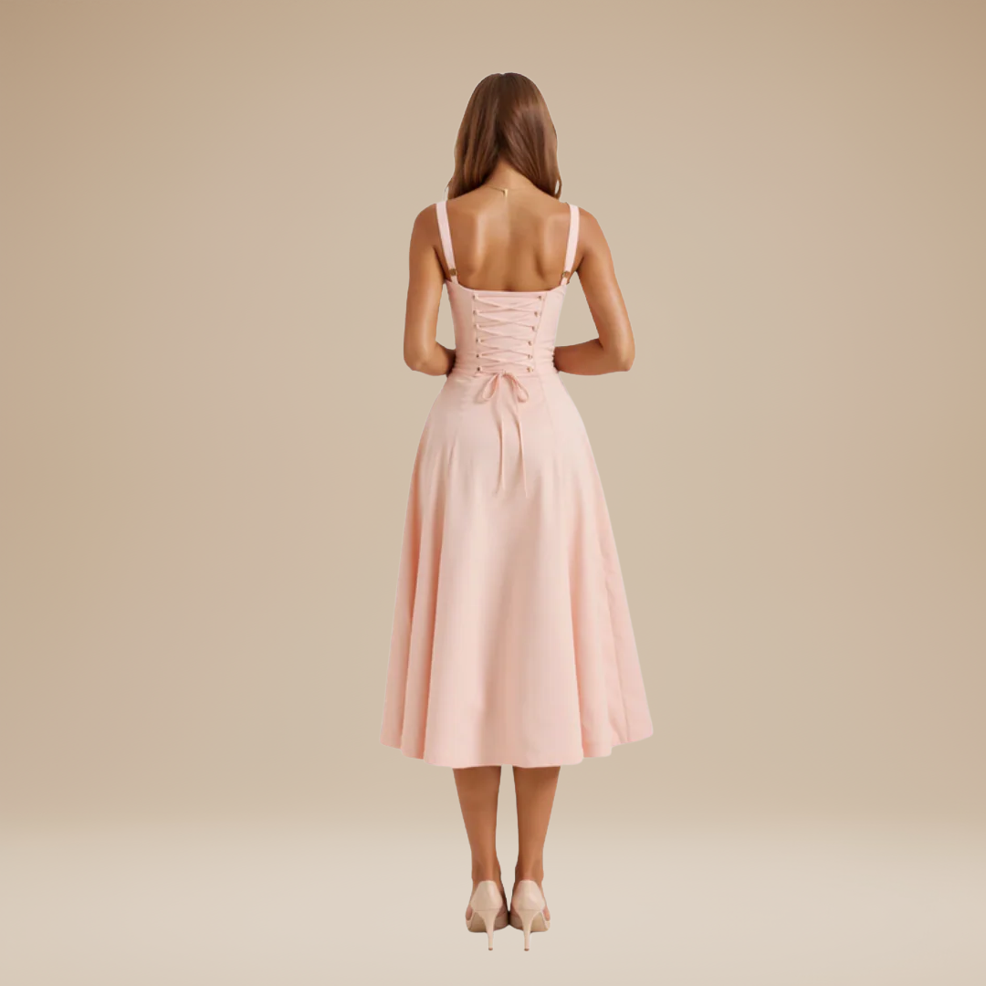 Lorenza | Midi Dress with Structured Bodice