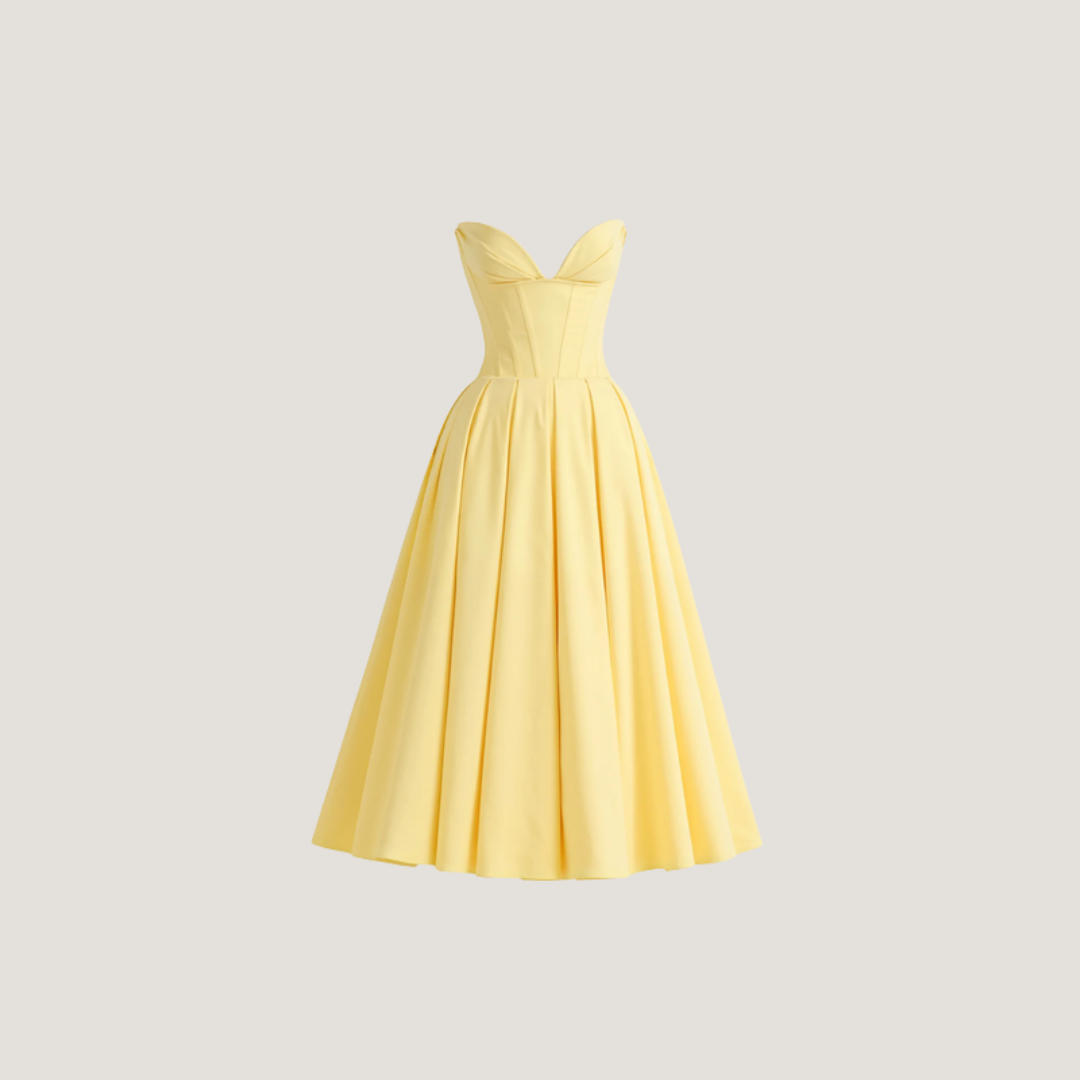 Rebecca | Abito Midi con Corsetto e Gonna a Ruota