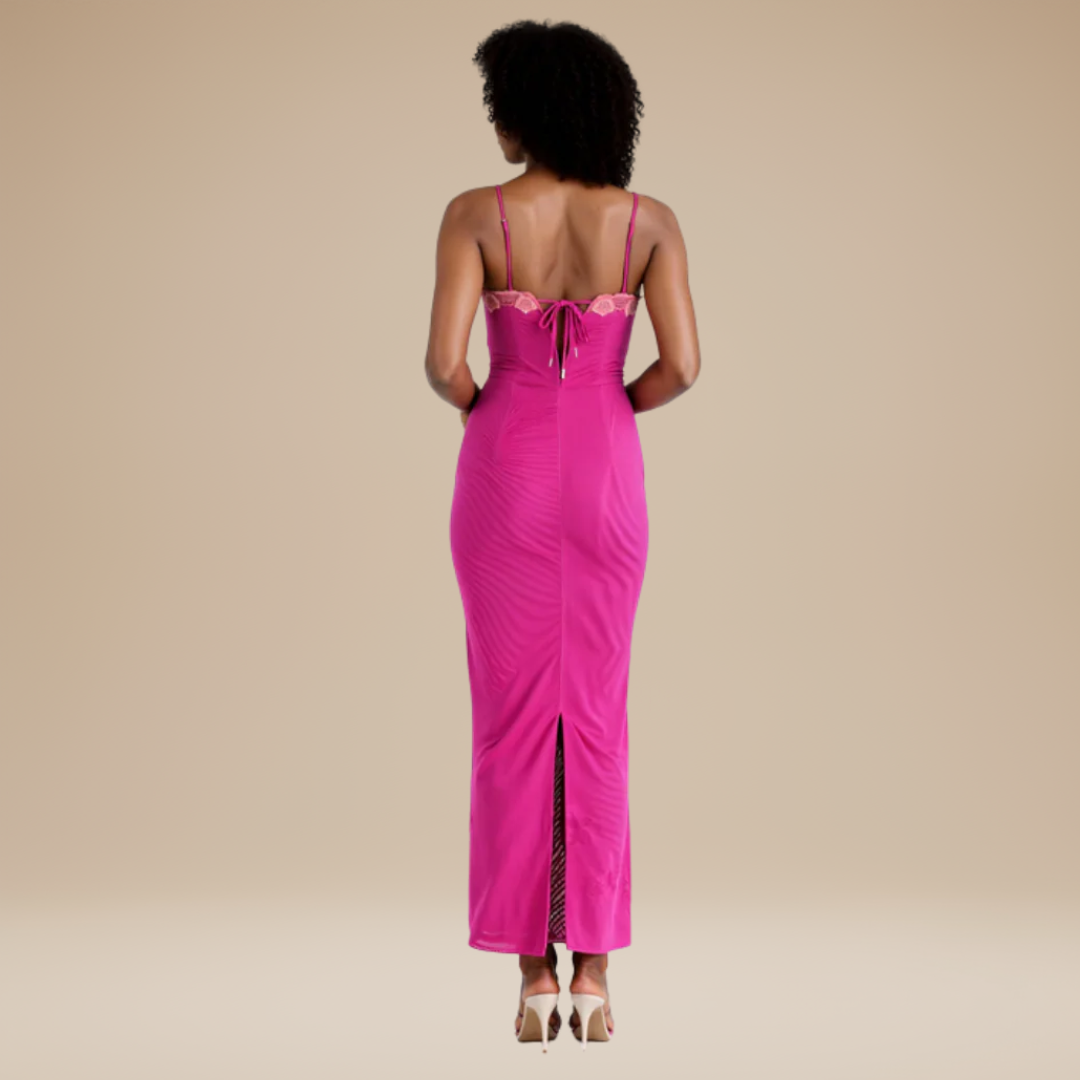 Nicoletta | Long Dress with Contrasting Lace