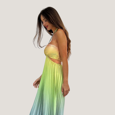 Sibilla | Abito Lungo Plissettato con Cut-Out
