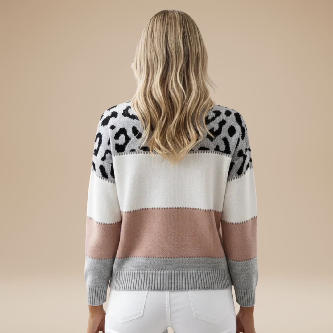 Alessia | Women's Leopard Color Block Sweater