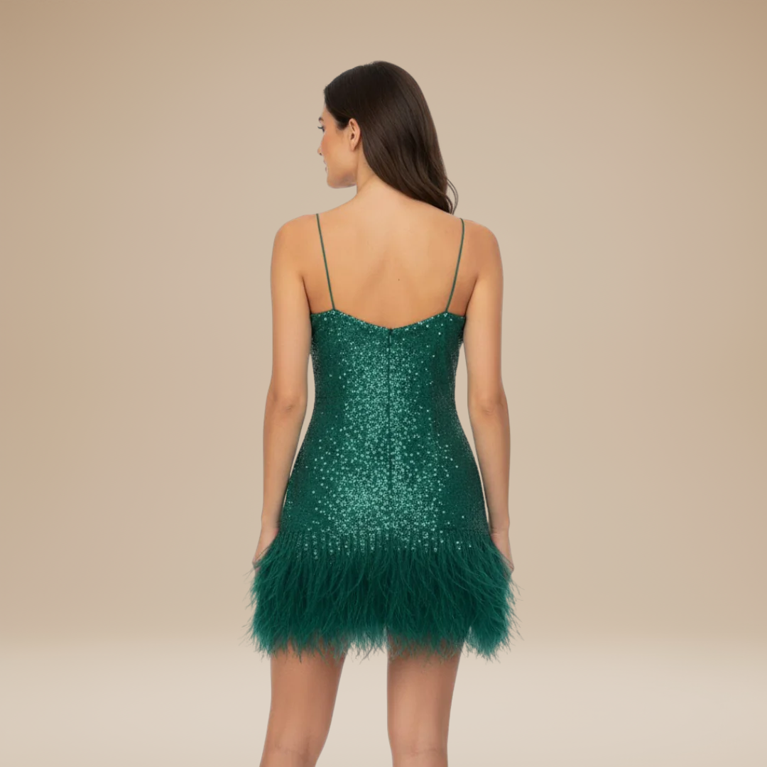 Aurora Mancini | Sequin and Feather Dress
