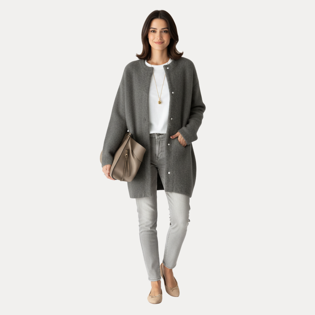 Luciana | Cappotto Lungo in Maglia Spazzolata