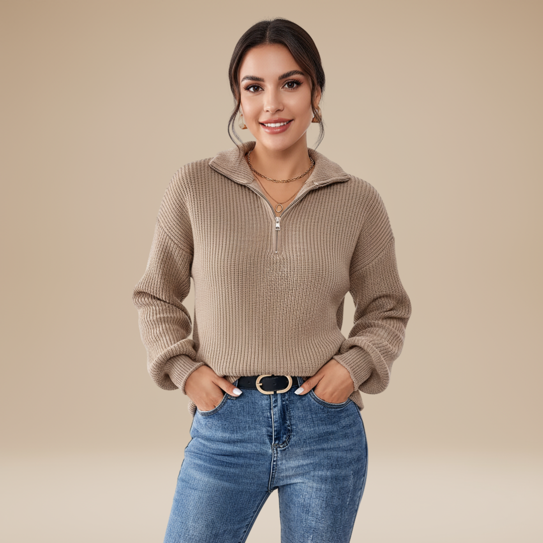 Accursia | Maglione Donna Mezza Zip Morbido Elegante