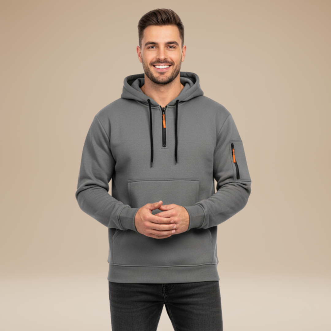 Decio | Felpa Uomo con Cappuccio e Mezza Zip Sportiva