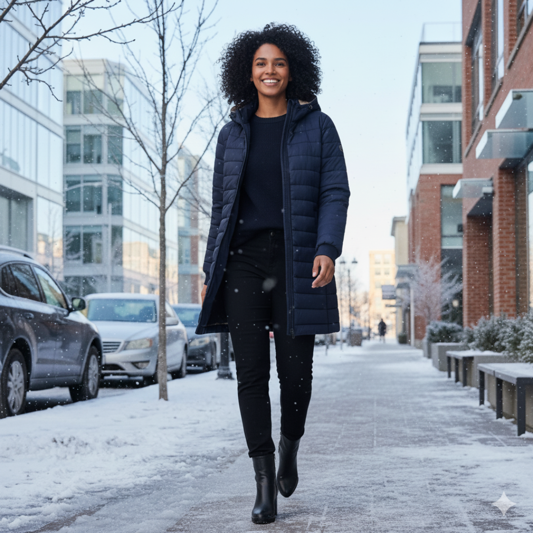 Piumino Donna Lungo Trapuntato con Cappuccio