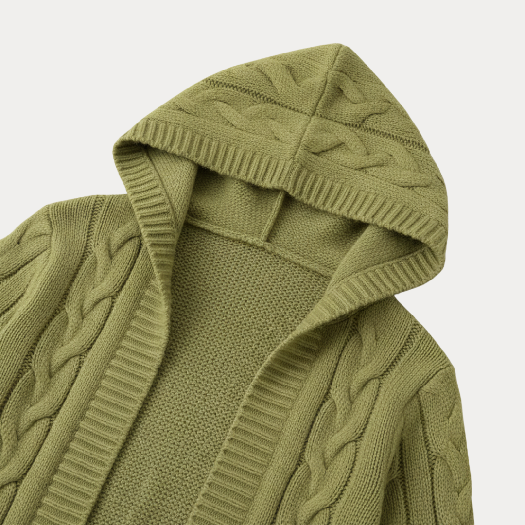 Cardigan Donna Lungo in Maglia con Cappuccio