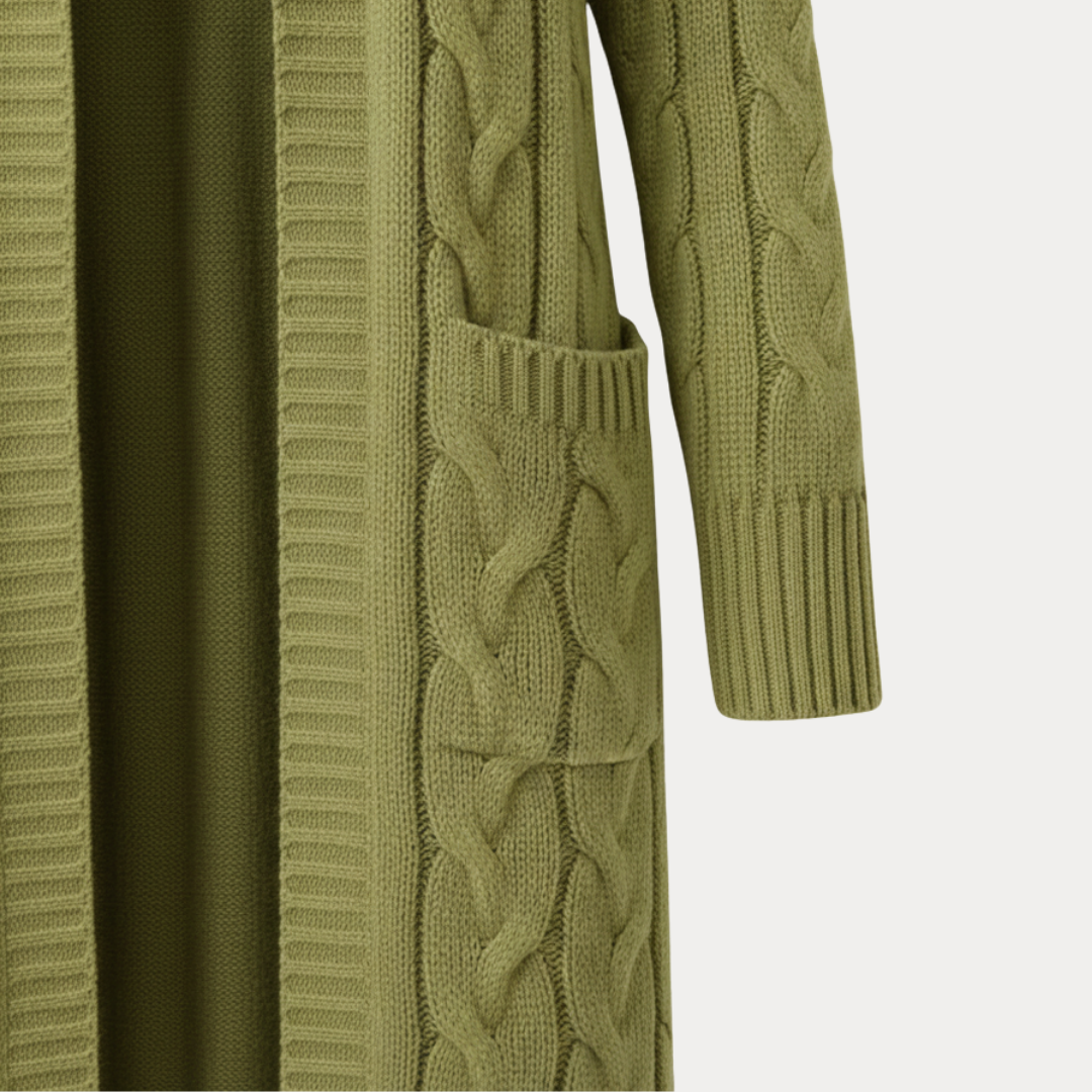 Cardigan Donna Lungo in Maglia con Cappuccio