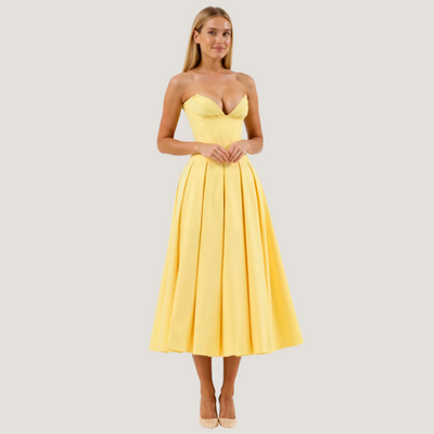 Rebecca | Abito Midi con Corsetto e Gonna a Ruota