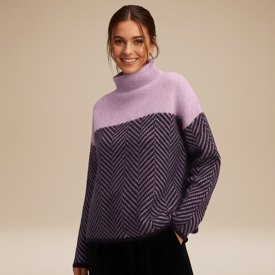 Alessia | Women's Oversized Sweater with Chevron Pattern