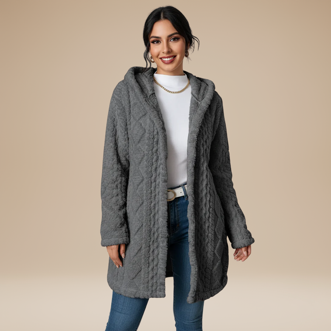 Sofia | Cappotto Donna Lungo Morbido con Cappuccio