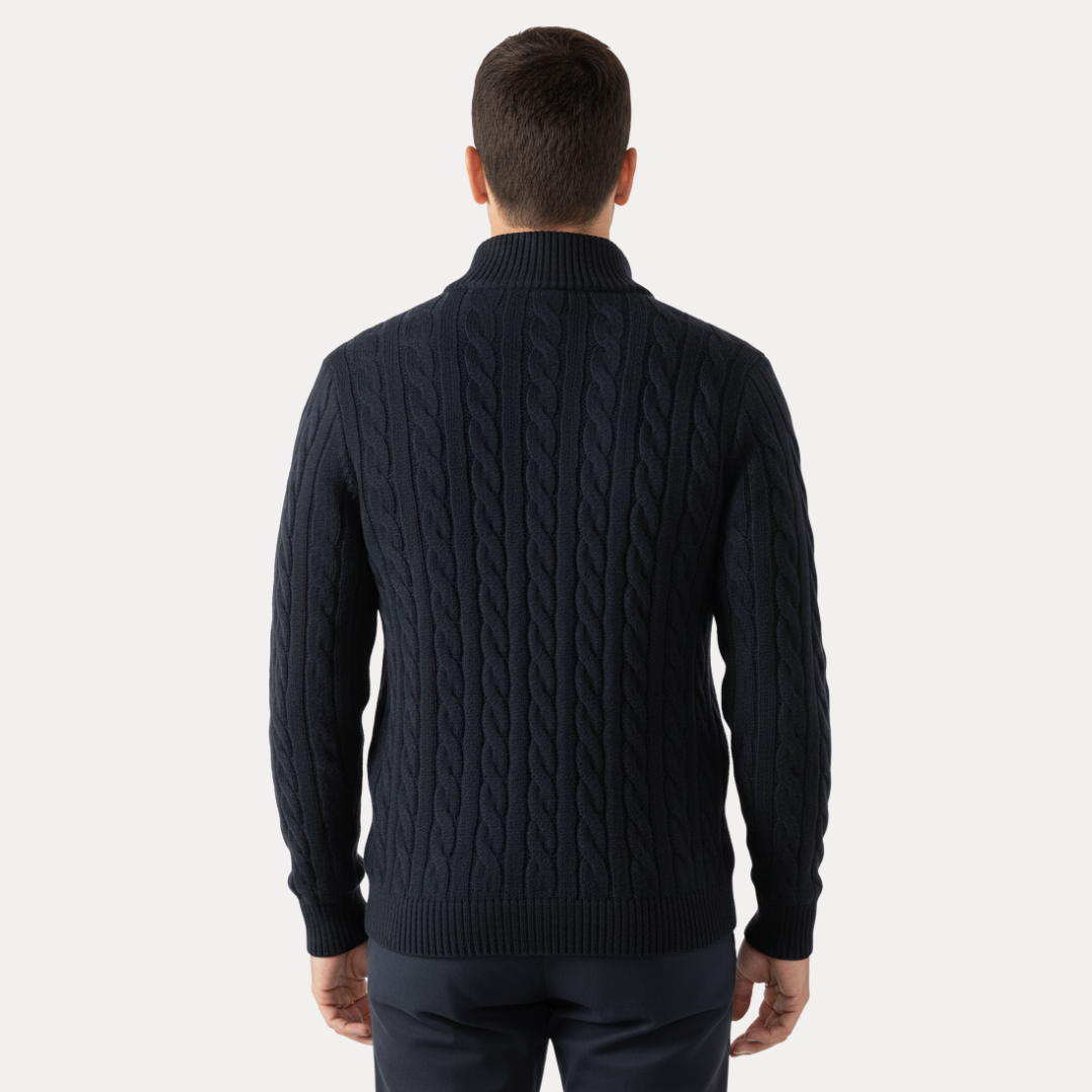 Lorenzo | Maglione a Treccia con Mezza Zip