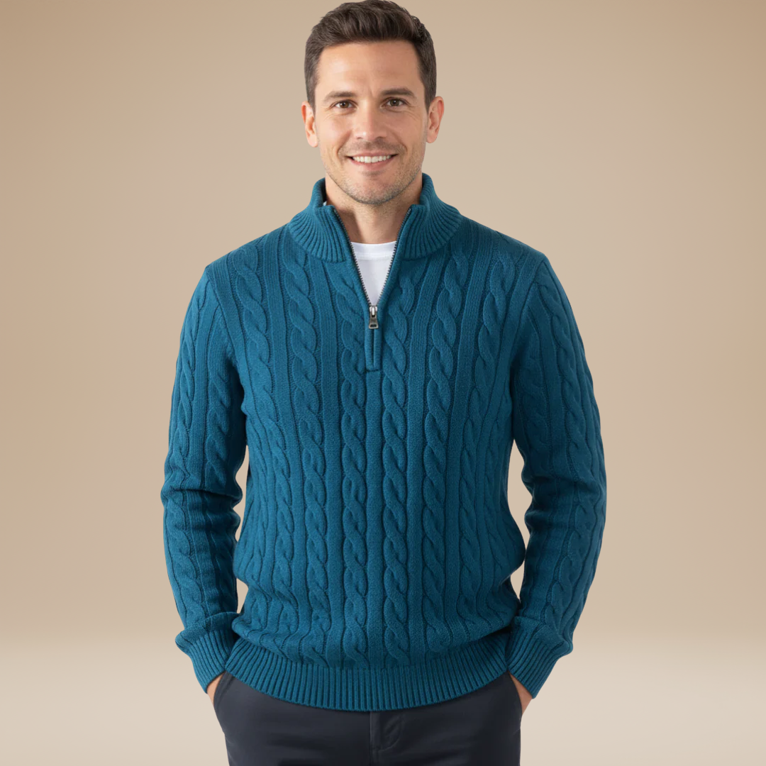 Lorenzo | Half-Zip Cable-Knit Sweater