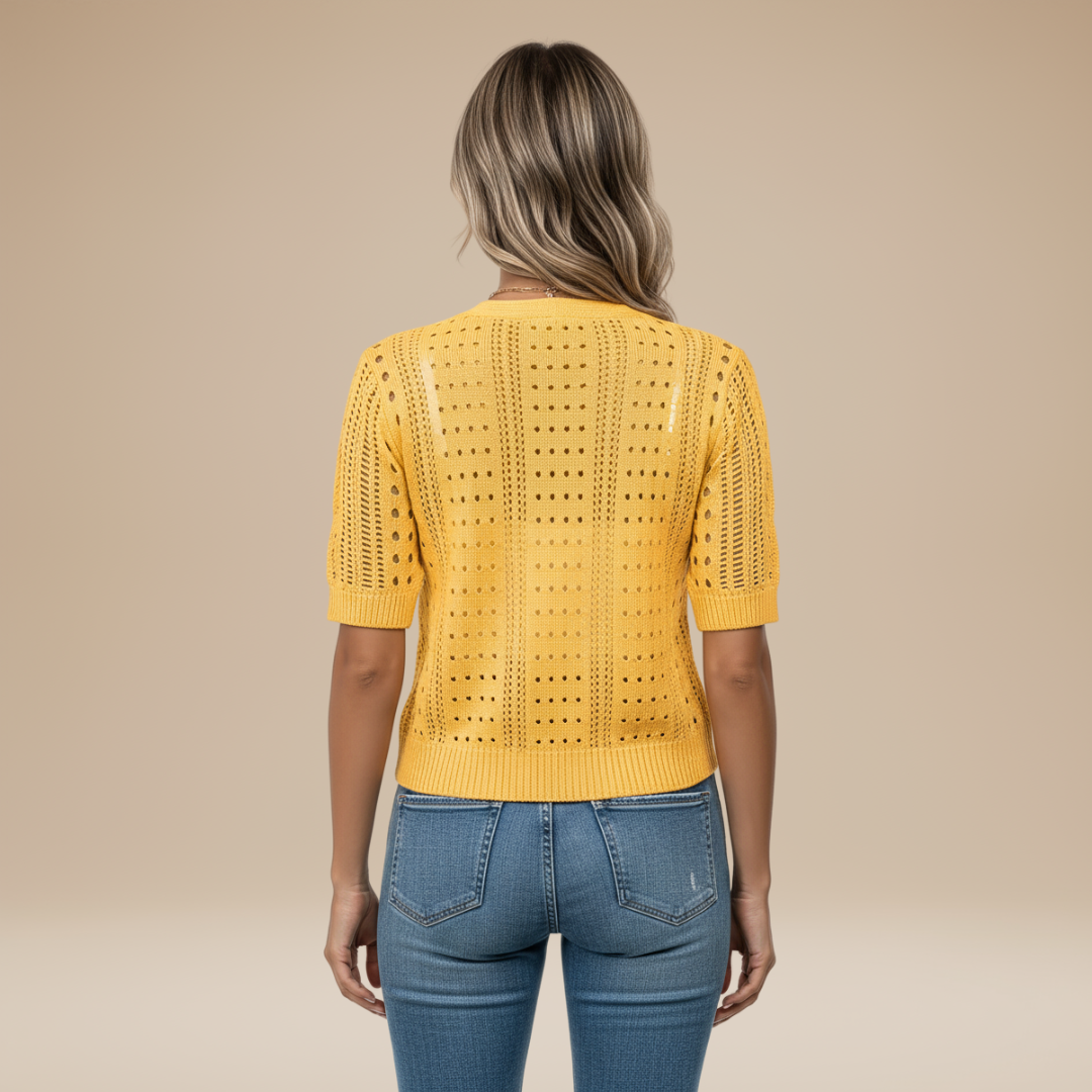 Gaia | Cardigan Donna Corto con Lavorazione Traforata