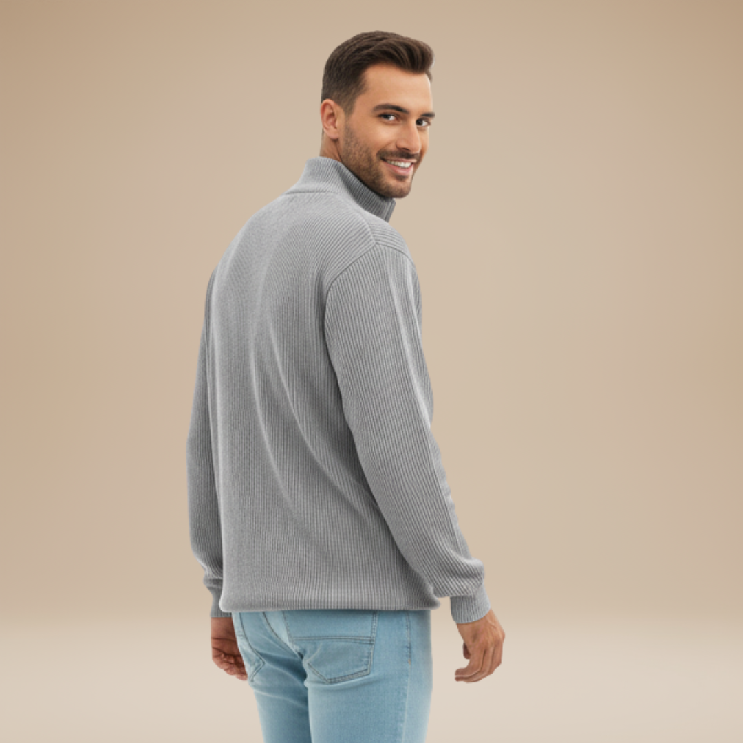 Mirko | Maglia Uomo con Mezza Zip e Trama a Rilievo