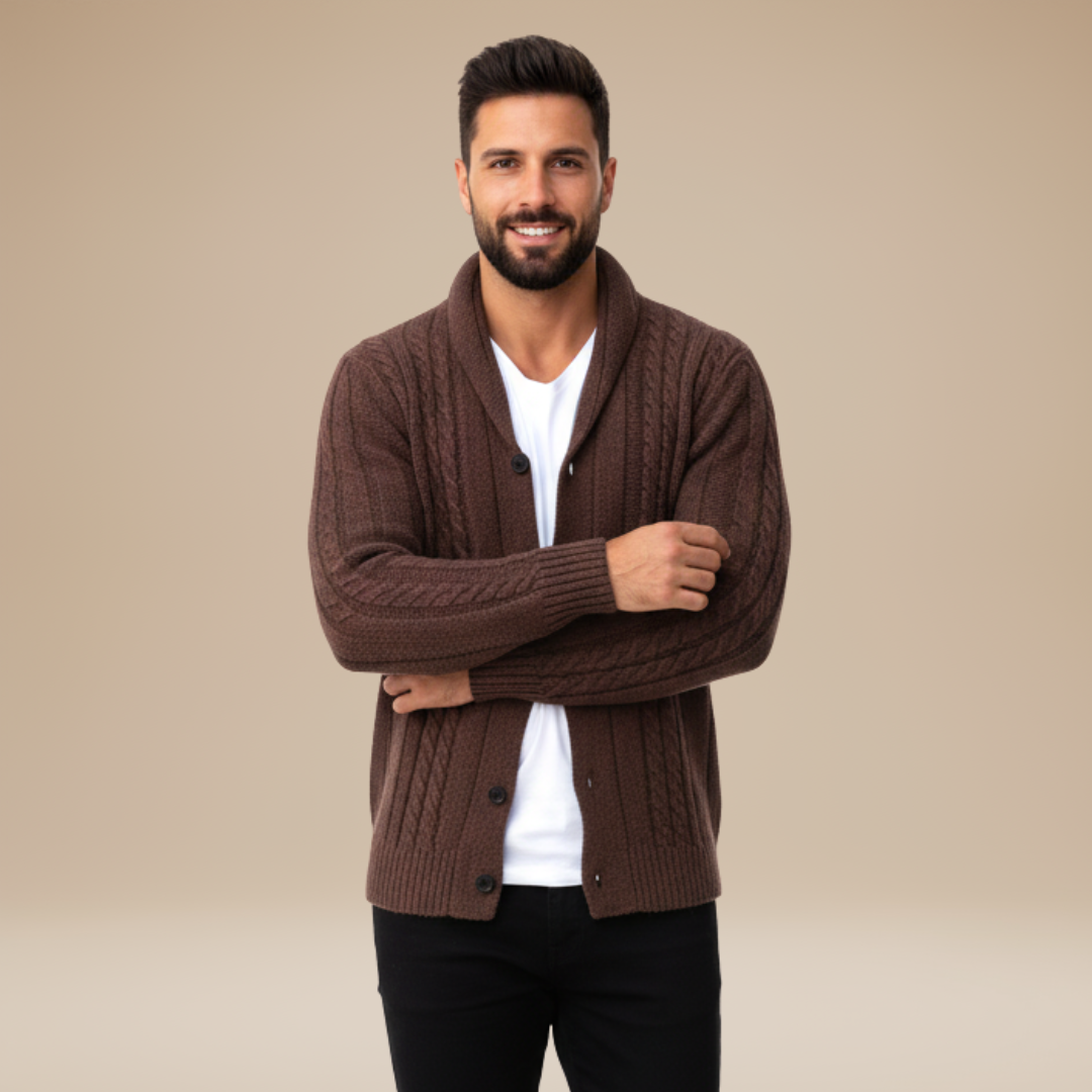Simone | Cardigan Uomo con Collo Sciallato Classico