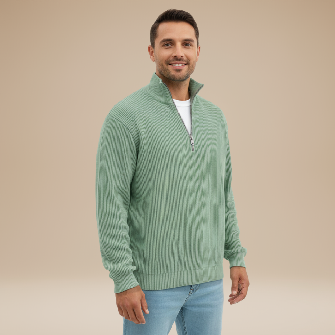 Mirko | Maglia Uomo con Mezza Zip e Trama a Rilievo