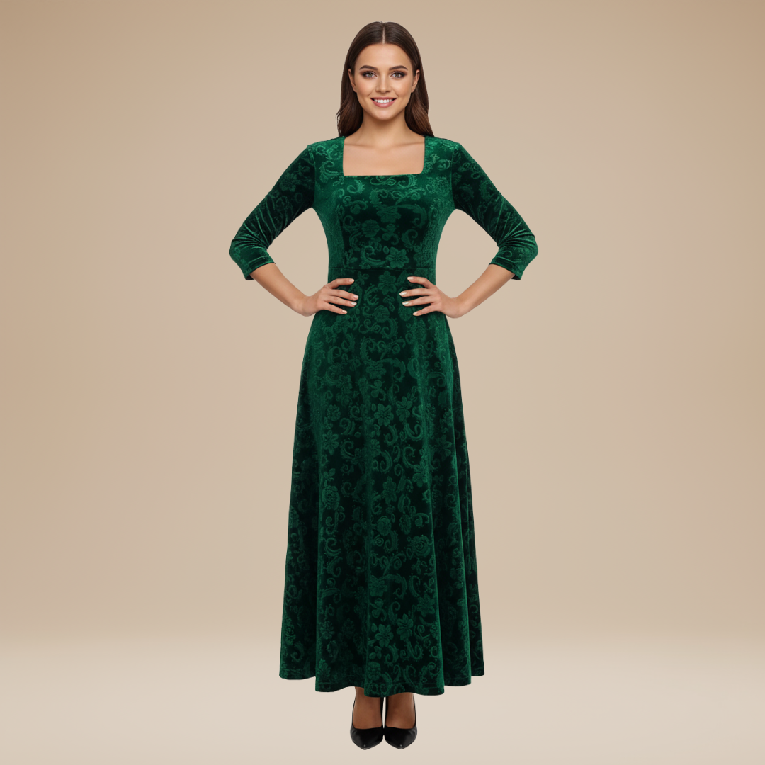 aaValeria | Abito Velluto Jacquard Donna Stile Regale