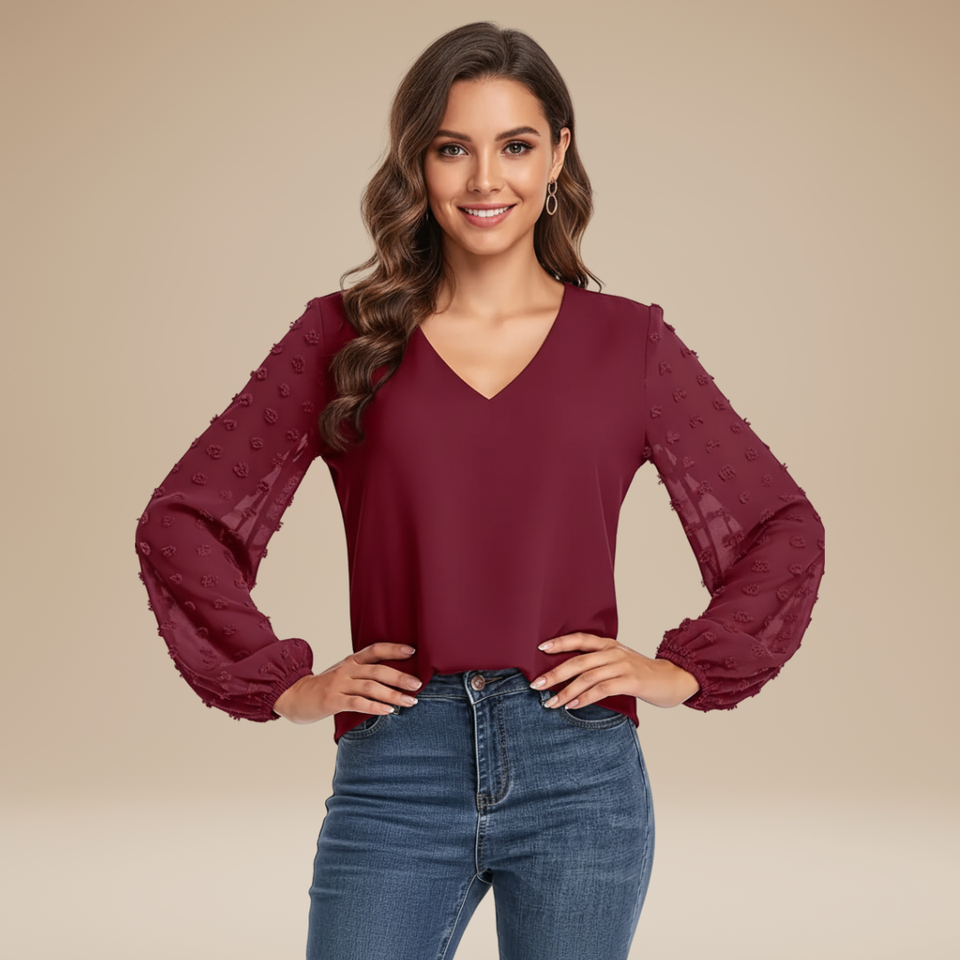 Rosalia | Blusa Donna con Maniche Testurizzate Elegante