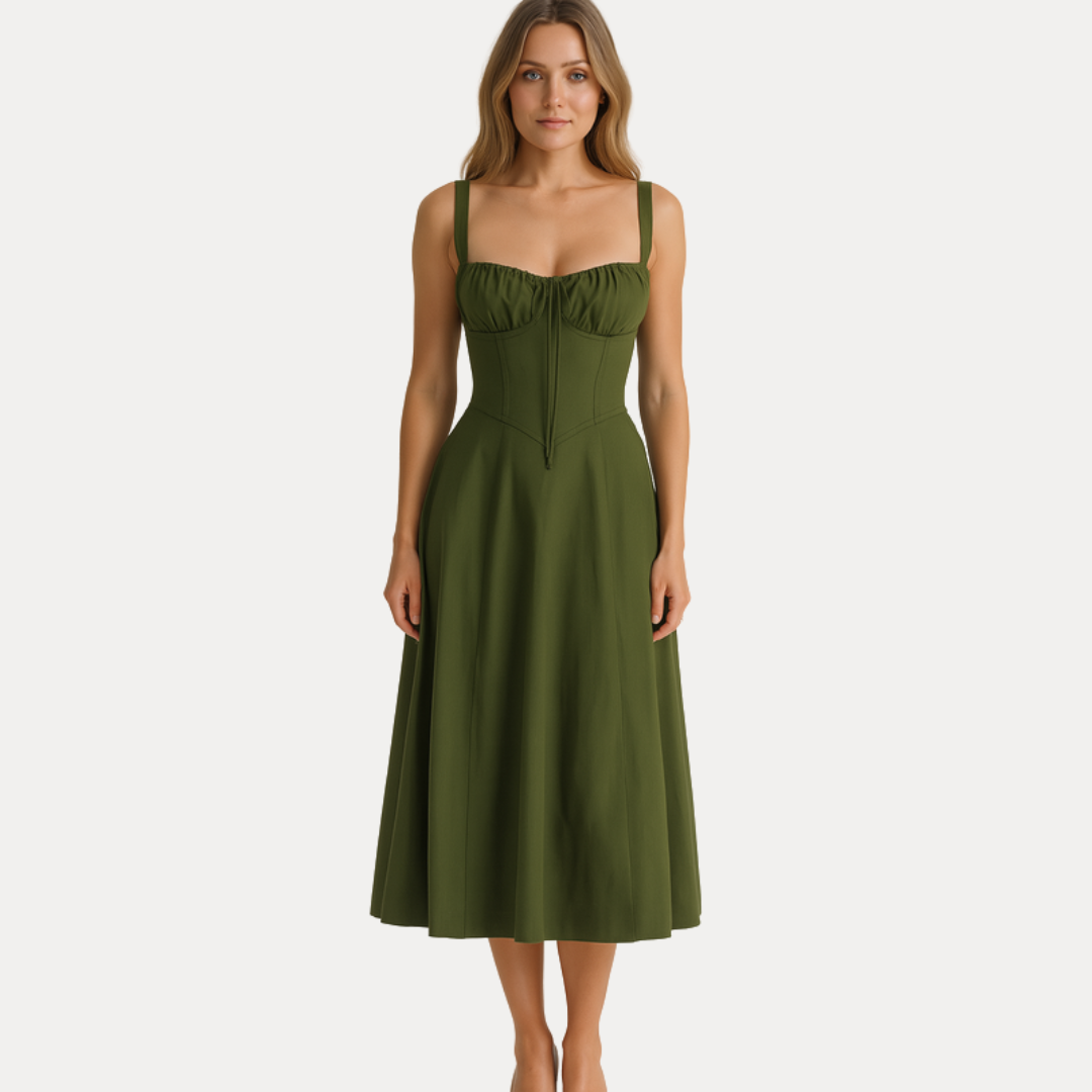 Lorenza | Abito Midi con Corpino Strutturato