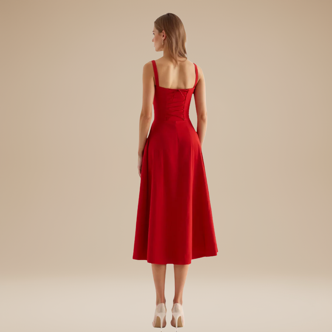 Lorenza | Midi Dress with Structured Bodice