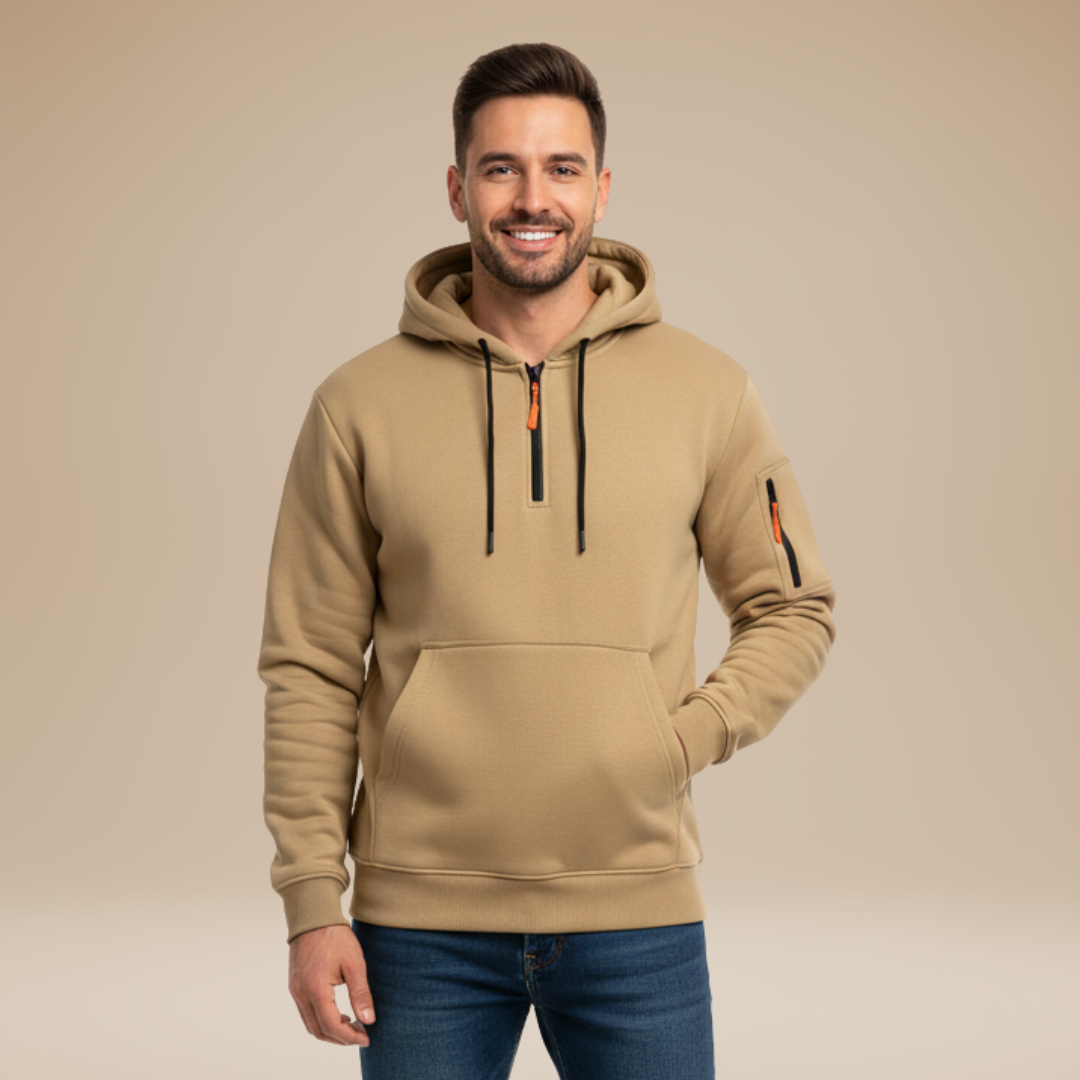 Decio | Felpa Uomo con Cappuccio e Mezza Zip Sportiva
