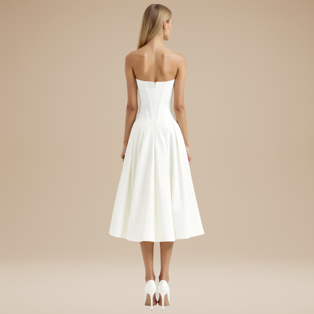Rebecca | Midi Dress with Corset and Flared Skirt 