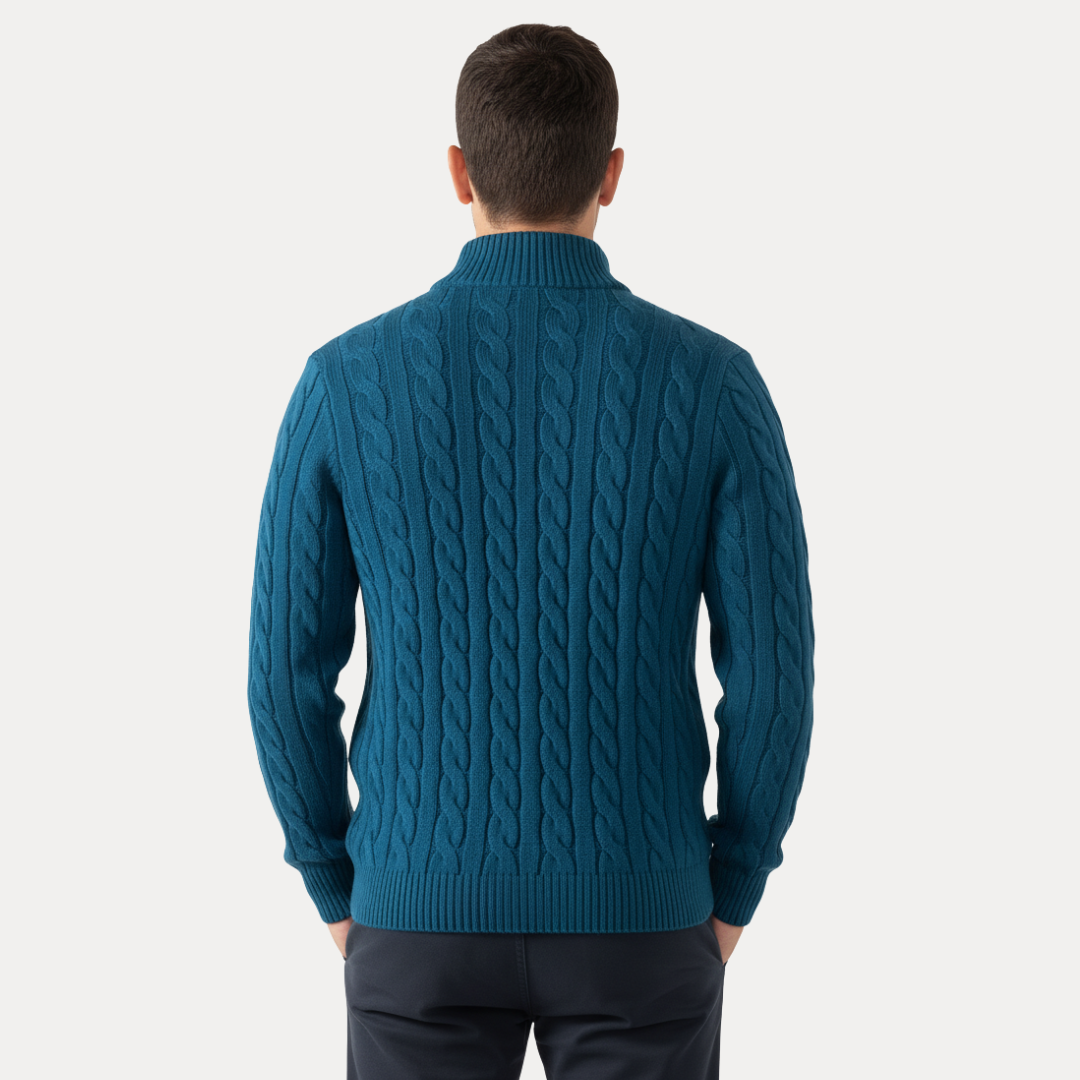 Lorenzo | Maglione a Treccia con Mezza Zip