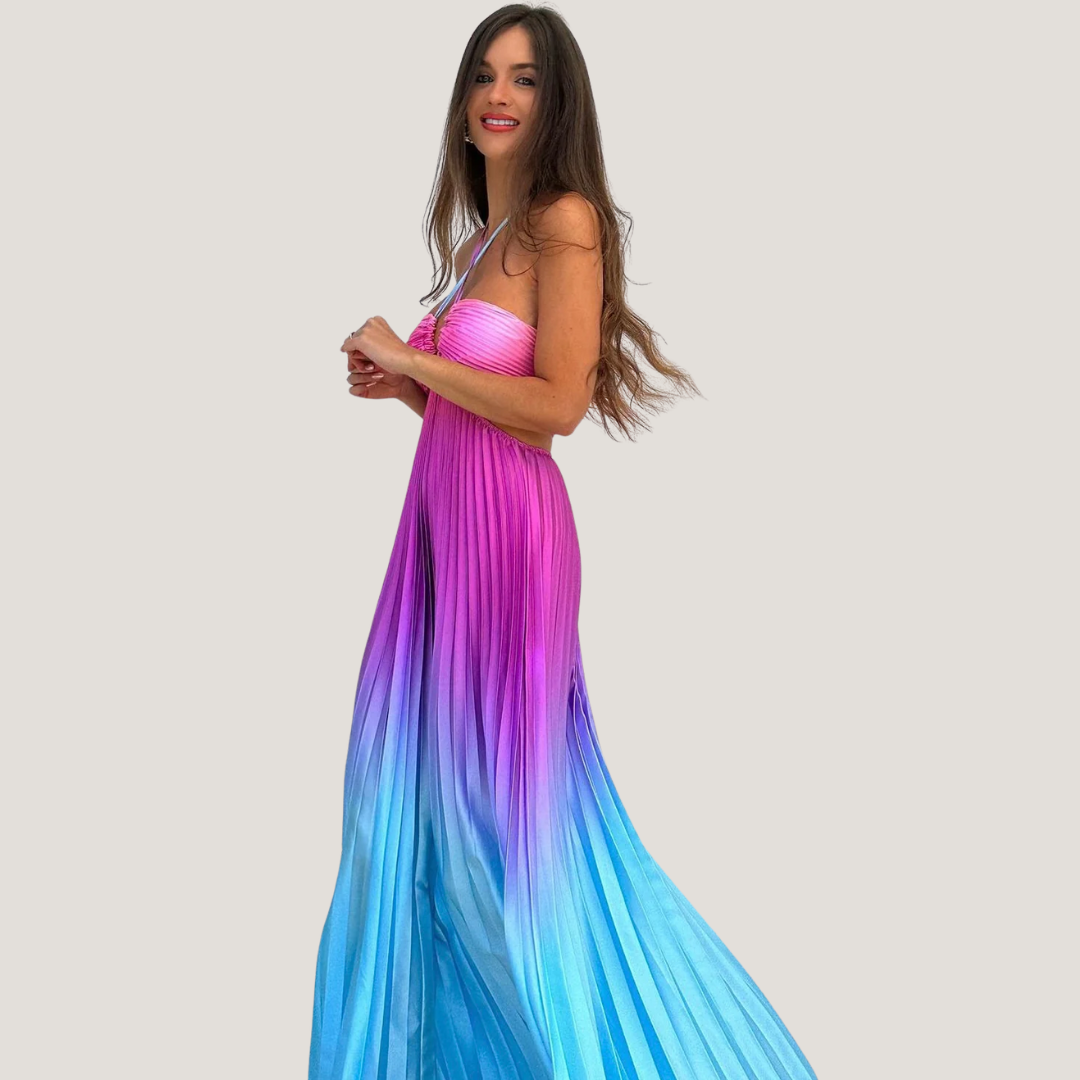 Sibilla | Abito Lungo Plissettato con Cut-Out