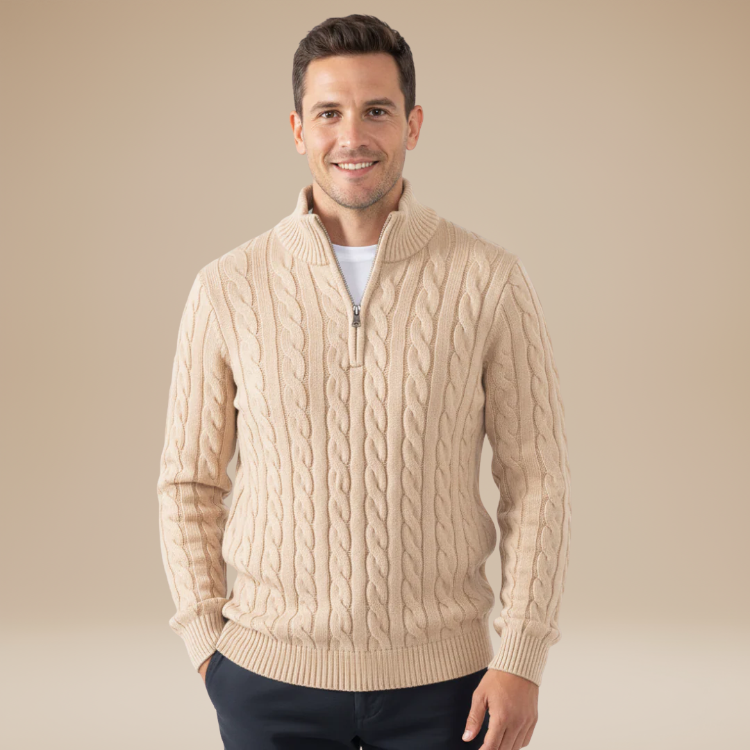 Lorenzo | Half-Zip Cable-Knit Sweater