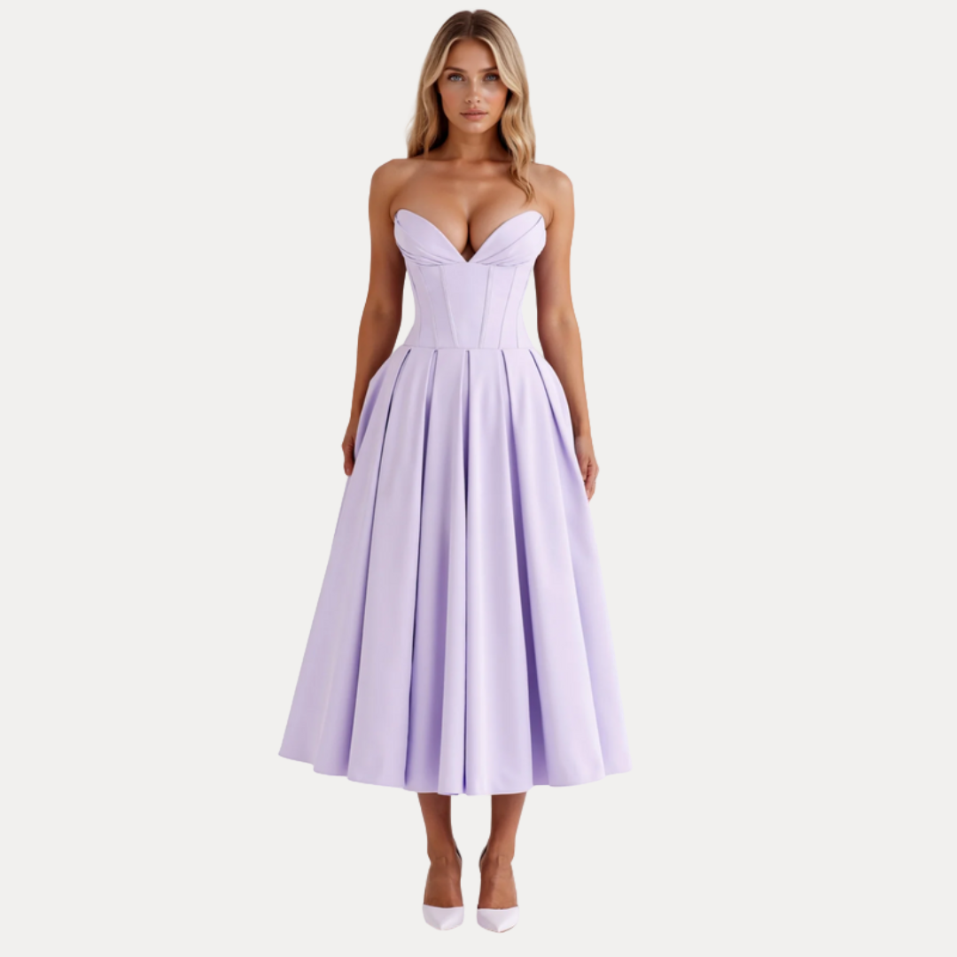 Rebecca | Abito Midi con Corsetto e Gonna a Ruota