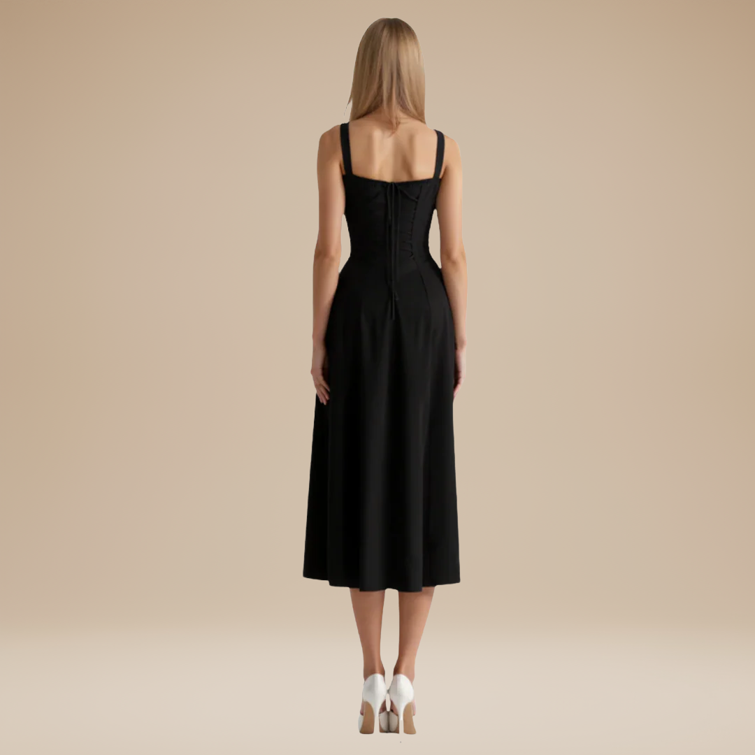 Lorenza | Midi Dress with Structured Bodice