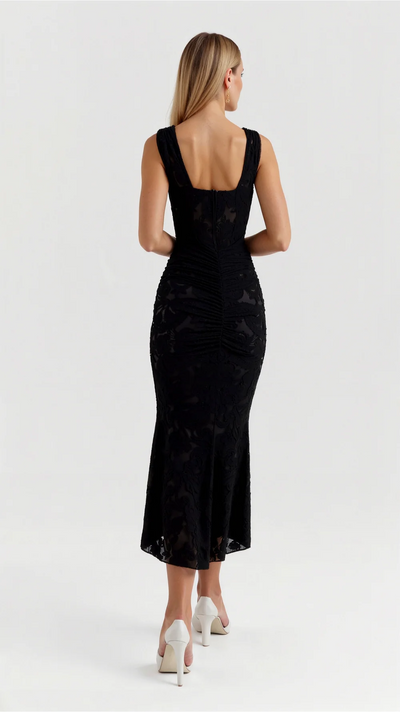 Isabella | Abito Asimmetrico con Drappeggio Laterale e Corpino Corsetto – Eleganza Femminile